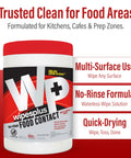 Container of All Purpose Food Contact Cleaning Wipes No Rinse No Residue Quick Dry Grime Busting Disinfecting Wipes For Restaurants