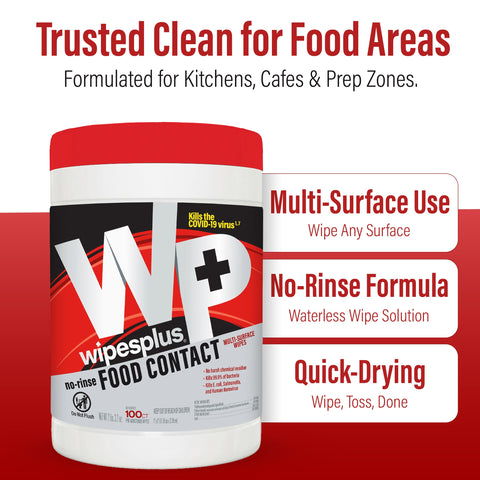 Container of All Purpose Food Contact Cleaning Wipes No Rinse No Residue Quick Dry Grime Busting Disinfecting Wipes For Restaurants