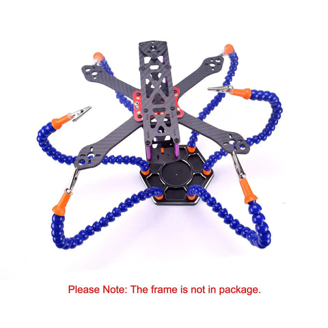 Soldering Station With Six Flexible Helping Hands Arms For DIY Soldering And Electronics Assembly Repair Modeling And Hobby Projects With 360 Degree Rotating Alligator Clips And Stable Support on a white background.