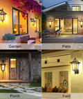Two Pack Solar Wall Lantern Lights Outdoor With Motion Sensor, Three Lighting Modes in garden, patio, porch, yard