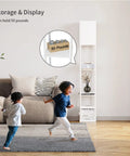 Floor Lamp With Shelves Modern Square Standing Shelf Light For Living Room Or Bedroom Three Color Temperature LED Bulb