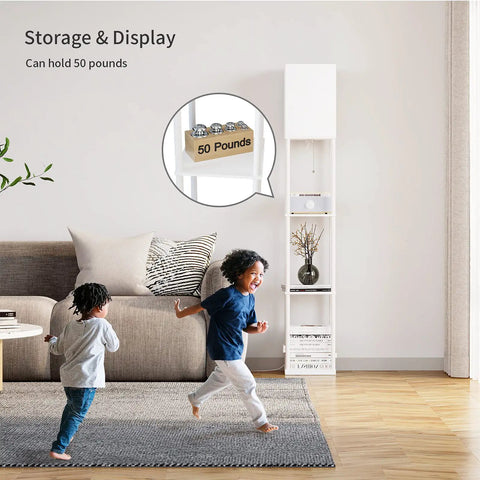 Floor Lamp With Shelves Modern Square Standing Shelf Light For Living Room Or Bedroom Three Color Temperature LED Bulb