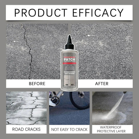 "Ultimate Outdoor Crack Repair Sealant For Concrete And Asphalt, 100ml Waterproof, High Elasticity bottle with usage example"