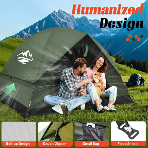 2 To 3 Person Camping Tent With Rainfly Waterproof And Windproof Dome Shelter Easy Setup And Portable Double Layer Outdoor Tent.