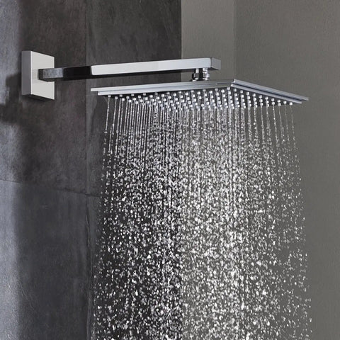 Euphoria Cube Rain Shower Head 2.5 GPM With Starlight Chrome Finish Durable Metal Construction Concealed Mounting Square Modern Design for Spa-Like Shower