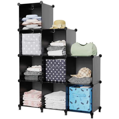 Nine Cube Closet Organizer Set Portable Storage Shelves For Clothes And Toys Durable Metal Frame With ABS Connectors 11 Inch Cubes