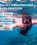 Diver using 1L Mini Scuba Tank with Snorkel Mask, Pony Bottle Backup Air Cylinder for Diving and Emergency Rescue, underwater.