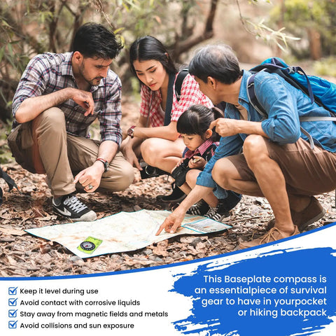 Family using Trail Ready Outdoor Compass With Adjustable Declination Magnifier Ruler And Map Reading Scale for hiking outdoors