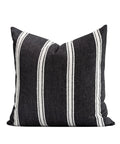 Modern Farmhouse Fall Linen Throw Pillow Cover 20x20 In Outdoor Indoor Water Repellent Reversible Black With White Embroidered Stripes Invisible Zipper Cozy Patio Couch Decor