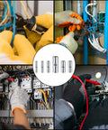 Installation of 120 pcs non insulated butt connectors for 22 to 16 gauge wire in electrical panel with copper tin plated terminals.