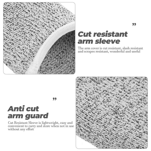 Close-up of Boss Level Cut Resistant Arm Sleeves HPPE Anti Slash Protective Guards 18 Cm Gray for safety during work.