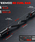 47-Inch Olympic EZ Curl Bar With 2 Spring Collars, Heavy-Duty Barbell For Biceps, Triceps, Forearms And Upper Body, E-Coat Finish