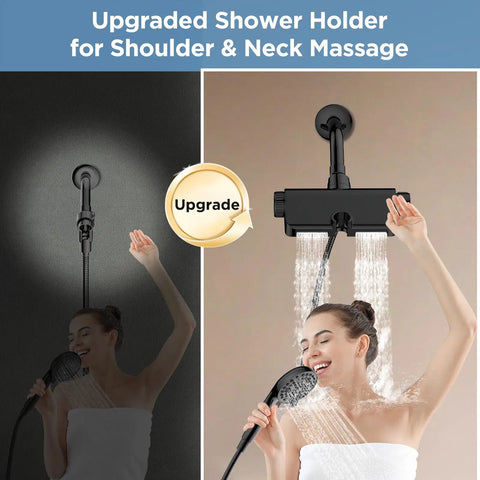 Slick Matte Black Filtered Shower Head With Handheld Combo Dual 2 In 1 Spa System High Pressure 10 Spray Modes Power Wash Massage Shower For Top Tier Bathroom Upgrades