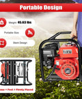 Portable design of Gas Powered Water Transfer Pump With Two Inch Inlet And Outlet, 7.5HP 212cc Four Stroke Engine for quick cleanups