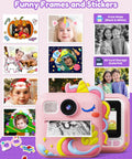 Kids Camera With Instant Print For Girls Ages 3 12 2.4 Inch HD Screen 1080P Video Music MP3 Player Games Multi Language Printable Photos Pink Gift For Christmas Birthday with unicorn design and printed photos