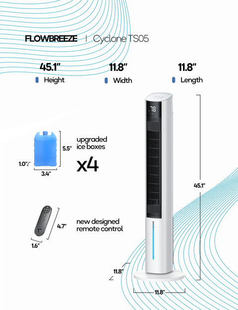 Diagram of Windowless Portable Evaporative Cooler With 1 Gal Tank And 4 Ice Packs 12 Hour Timer 60 Degree Oscillation in room