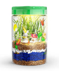 Light Up Terrarium Kit For Kids A Fun Hands On STEM Science Toy showing glowing miniature garden in LED lid 4x6 inch jar.