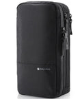 Black Compact Mens Toiletry Bag Hanging Dopp Kit For Travel Waterproof Wash Pouch, showing side zippered pockets and durable design.