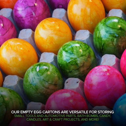 Colorful eggs in a must-have 30-cell egg crates 15 pack recyclable pulp fiber egg flats for egg packing and storage.