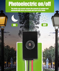 Dusk To Dawn Outdoor Lighting Sensor with Photoelectric Switch Photocell in use on lamp posts, auto on/off based on ambient light