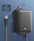 60W Low Voltage Landscape Transformer With Dusk To Dawn Photocell For Outdoor Lighting Converts 120V AC To 12V AC Powers Yard And Garden Lights Spotlights Patio Pathway Lamps UL Listed Safe Easy Install Weatherproof with dimensions label