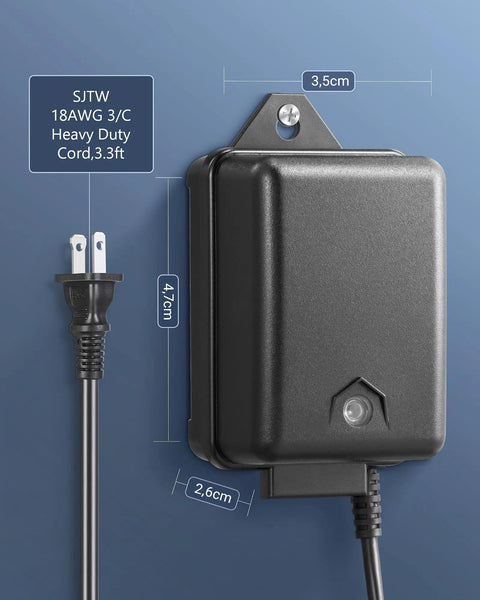 60W Low Voltage Landscape Transformer With Dusk To Dawn Photocell For Outdoor Lighting Converts 120V AC To 12V AC Powers Yard And Garden Lights Spotlights Patio Pathway Lamps UL Listed Safe Easy Install Weatherproof with dimensions label
