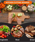 AWIZOM 6-piece bamboo cutting boards set, 11x5 in, 0.39 in thick, front view with cucumber being sliced