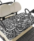 Universal Golf Cart Seat Covers And Towel Blanket 51x31 Inches In Black And Grey Clean Up Your Ride with gear pattern design