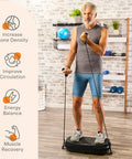 Man exercising on Waver Mini Vibration Plate For Full Body Toning And Lymphatic Drainage With Remote And Bands in home gym