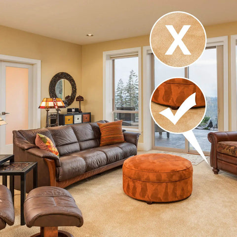 Living room showing use of Four Rolls Of Half Inch Wide By Sixty Inch Long Self Adhesive Felt Strips for furniture protection