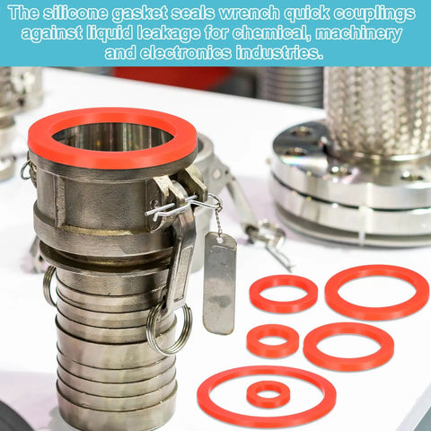 Get Your Hands On This Awesome 12 Piece Silicone Flat Washer Kit DN15 1/2 Inch Flexible O Ring Sealing Ring In Vibrant Red for machinery use.