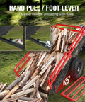 Beefy Heavy Duty ATV Dump Trailer With 1500lb Capacity And 15 Cu Ft Utility Cart Red Steel Railings and wood unloading