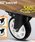 Built Like A Tank 5 Inch Heavy Duty Polyurethane Caster Wheels With Reliable Brakes showing 360° swivel and locking mechanism.