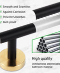 7-Piece Bathroom Hardware Set In 304 Stainless Steel With Black Gold Finish, 16-Inch Towel Bar detail.