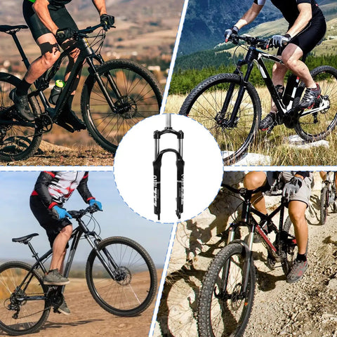 Beefy 100mm Travel Mountain Bike Front Fork For 26, 27.5, And 29 Inch Wheels With Crown Lockout, 9mm Quick Release in action
