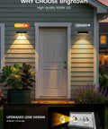Slick Solar Fence Lights 8 Pack Weatherproof Outdoor Lamp With 3 Warm To Cool Temps And Rgb Dynamic Hue 12 Smart Patterns For Deck Railings Or Yard Edges Pretty Crisp Night Vibes Zero Wiring Fuss Ever installed beside a door.