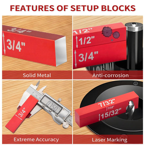15 Piece Aluminum Setup Blocks For Woodworking Tools Pro Grade Height Gauge Set For Routers And Table Saws Ruler Marked Bars For Quick Fence Height Setting Blade And Bit Calibration Made Easy, solid metal blocks