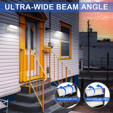 Rotatable 80W LED Wall Pack Light With Adjustable Head 5000K 10800LM Hella Bright Outdoor Security Lighting IP65 Waterproof for Warehouses Garages Workshops UL Listed mounted on house exterior for wide beam angle lighting