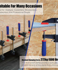 Badass Steel Bar Clamps 2 Pack With 6 Inch Opening And Two And A Half Inch Throat Holding Six Hundred Pounds Zero Slack For Serious Woodworking And Shop Jobs on plywood surface.