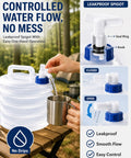 Collapsible Water Container With Spigot For Camping And Travel Foldable Water Jug shown with easy pour from spigot into cup