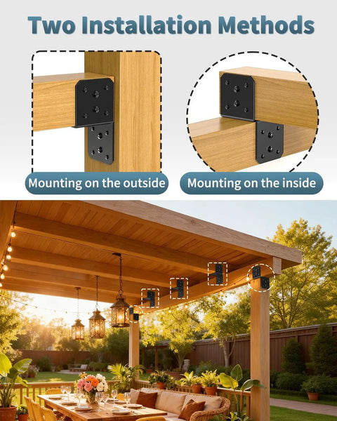 Heavy Duty Joist Anchor Connector For 4x4 Posts Beefed Up Truss To Beam Roof Tie Hanger For Pergola Rafters Rust Resistant Carbon Steel Black Finish 4 Pack