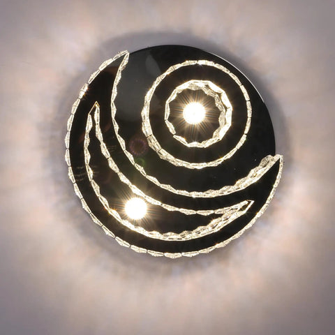 Modern LED Crystal Chandelier Ceiling Light Fixture Square Flush Mount Pendant Lamp with sleek spiral design.