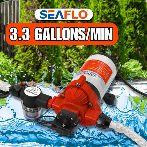 115V AC Heavy-Duty Water Pressure Pump 3.3 GPM at 45 PSI With Self Priming And Smart Pressure Switch For RVs, Caravans, Marine