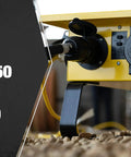 Heavy Duty Portable Temporary Power Box With Six 5-20R Receptacles And Reliable GFCI Protection Built Like A Tank With 14 Gauge Steel For Demanding Jobsite Projects showing 50A outlet and sturdy legs.