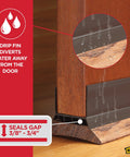 Vinyl Cinch U Shape Door Bottom Seal Slide On Weather Stripping Draft Stopper on wooden door, seals 3/8 to 3/4 inch gap