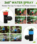 106Ft Drip Irrigation Kit With Quick Connect Tubing showing adjustable emitters and sprinklers for garden beds and plants