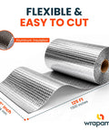 Pro Grade Double Bubble Foil Insulation Roll With Heavy Duty Reflective Radiant Barrier For Straight Up Thermal Control And Hella Dependable Shipping Protection 12 Inch Wide 125 Feet Long, flexible aluminum insulation roll.
