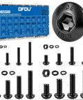 Solid As A Rock Heavy Duty Metric Hex Socket Button Head Screws Assortment Kit Including A Massive 2380 Piece Set Of Grade Ten Nine Alloy Steel Machine Bolts For M2 Through M5 displayed with various black hex bolts and nuts.