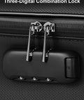 Close-up of the three-digit lock on the Fireproof Waterproof Document Safe Box With Lock For Important Docs And Passports, Cash And Certificates, Laptop Storage, Heavy Duty Hard Case Organizer, Silver 15x11.5x5.5 Inches.