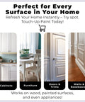 Three Shade Matte White Touch Up Paint Kit For Cabinets Walls Doors And Furniture With Quick Dry Easy Fix shown on surfaces